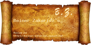 Beiner Zakariás névjegykártya